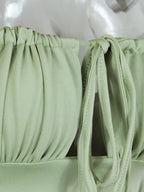 Perfect off Shoulder Long Sleeve Pleated Bodycon Short Dress for Women Lace-Up Ruched Vacation Dress Party Club Vestido