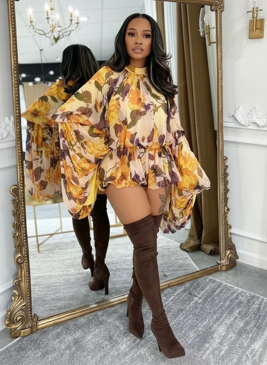 Luxury Girl Tropical Print Oversize Rcuhed Blouse and Matching Shorts Set 2 Piece Holiday Outfits Beach Set Streetwear