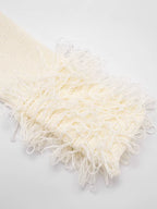 Beautiful Knitted Tassel Fringed Crop Top and Skirt Set Holiday Outfits Womens Furry Sweater Tracksuits Set Beach Wear