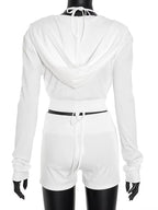 Womens Hoodied Tracksuits Set 3 Piece Outfits Sporty Heart Bra Top and Matching Shorts Set Fitness Lounge Set Overalls
