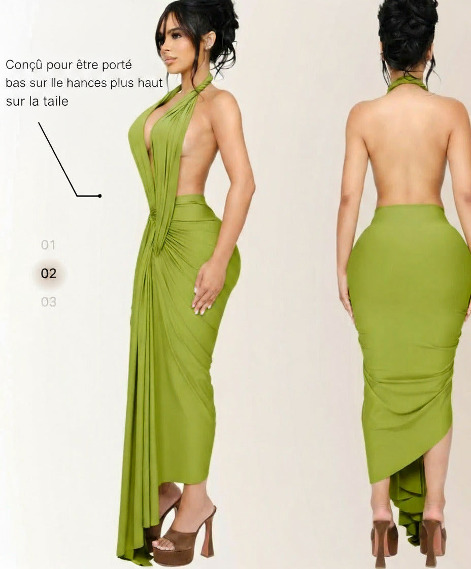 Robe Émeraude Élégance Drapée