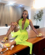 Robe Émeraude Élégance Drapée