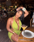 Robe Émeraude Élégance Drapée