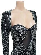 Beautiful Black Rhinestone Padded Mini Dress Your Distraction Diamonds Party Dress Birthday Outfits Night Out Wear Robe