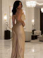 Glamours off Shoulder Cut-Out Metal Palazzo Jumpsuit One Piece Outfits Glam Strapless Night Out Rompers Club Overalls