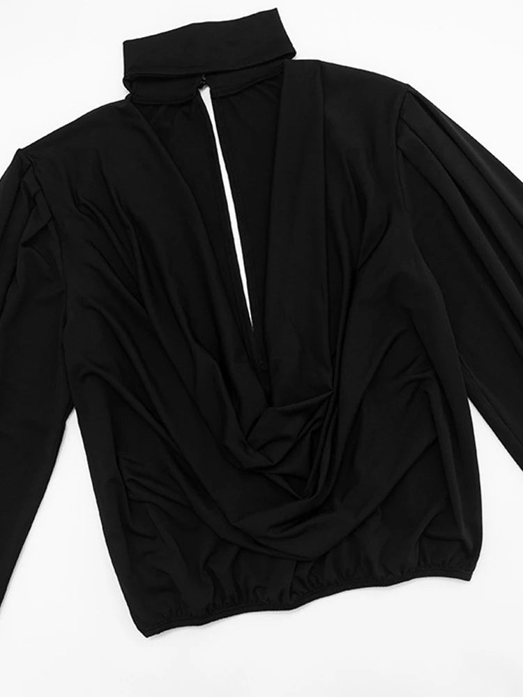 Elegant Choker Neck Cut-Out Draped Dress Set Holiday Outfits Women Hollow Out Ruched Two-Piece Dress Night Out Vestidos