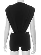 Popular Night Out Set 2 Piece Outfits Womens Solid Bodysuits Top and Matching Shorts Set Female Co-Ord Set Clubwear