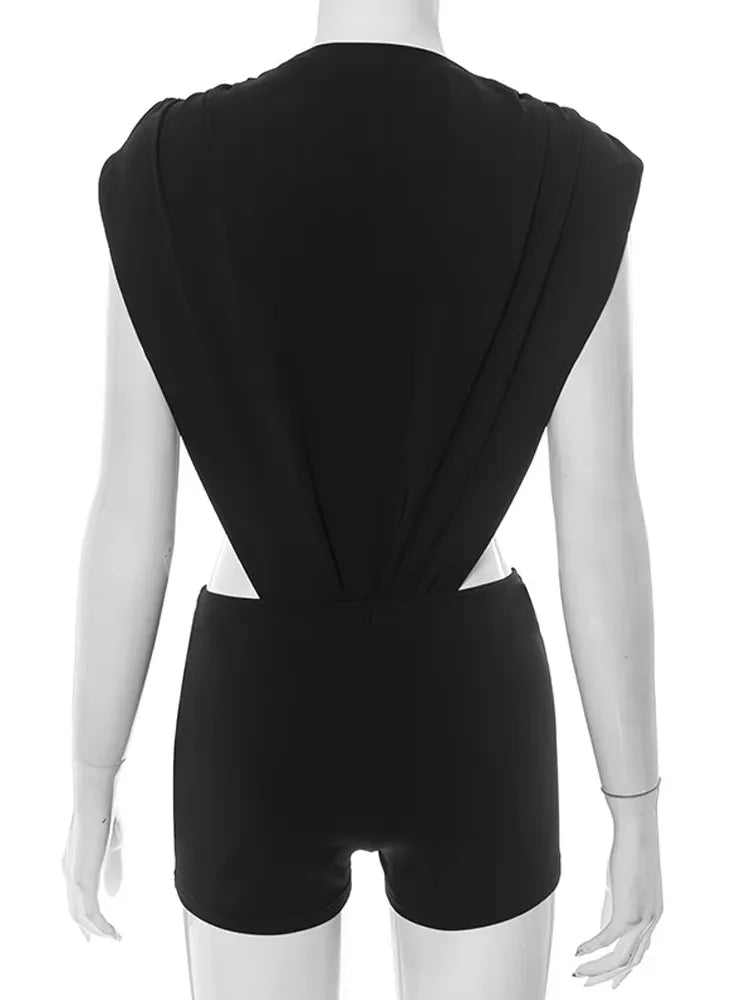 Popular Night Out Set 2 Piece Outfits Womens Solid Bodysuits Top and Matching Shorts Set Female Co-Ord Set Clubwear