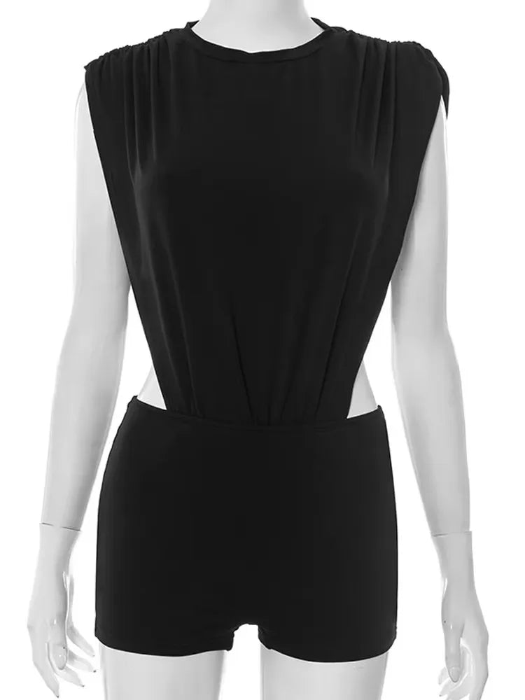 Popular Night Out Set 2 Piece Outfits Womens Solid Bodysuits Top and Matching Shorts Set Female Co-Ord Set Clubwear