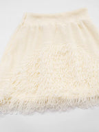 Beautiful Knitted Tassel Fringed Crop Top and Skirt Set Holiday Outfits Womens Furry Sweater Tracksuits Set Beach Wear