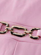 Glamours Choker Neck Metal Belted Wide Legs Jumpsuits Stretch Cut-Out Party Jumpsuits Sexy Rompers Celebrities Outfits