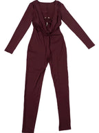 Hot Women'S Cutout Buckle Draped Skinny Jumpsuits One Piece Outfits Fashion Long Sleeve Metal Romper Night Out Overalls