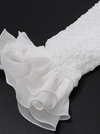 Elegant Long Sleeve Ruffle Solid Crop Top and Matching Set Holiday Outfits Chic Womens Pleated Lace Two-Piece Dress Set